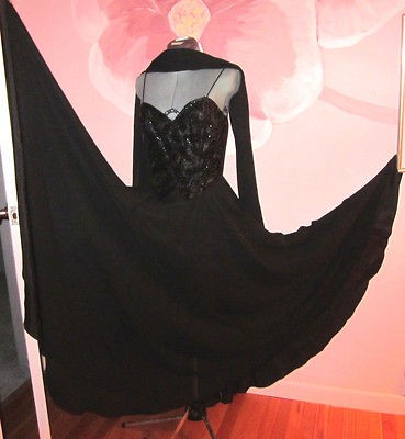 Black Ballroom Dance Dress with Black Sequin Bodice