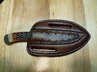 Handmade Leather Cross Draw Knife Sheath With Fixed Blade Knife