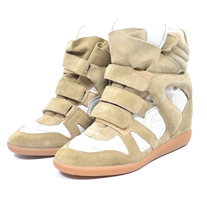 ISABEL MARANT BAZIL OVER BASKET ECRU WEDGE TRAINERS SNEAKERS FR 40 EU 