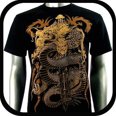 RC Survivor T Shirt Biker Vtg Dragon 3D Tattoo T13 Sz L Graffiti 