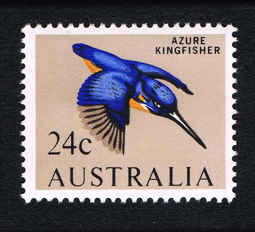 Australia Sc# 409   1966 AZURE KINGFISHER 24¢ RARE   VF LH OG 