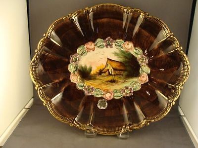 BELGIUM H. BEQUET COTTAGE SCENE OVAL PLATTER