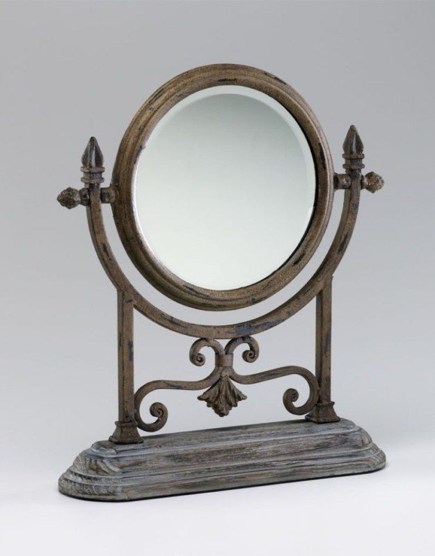 SHABBY VINTAGE CHIC RUSTIC IRON STANDING VANITY MIRROR