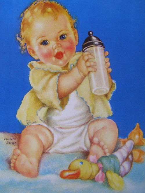 Charlotte Becker 11 X 14 print, Baby with Bottle