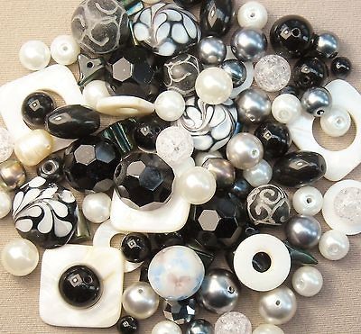 160+ LARGE LOT Black Onyx, Pearls & Glass Beads Mixed Lot 4mm to 16mm