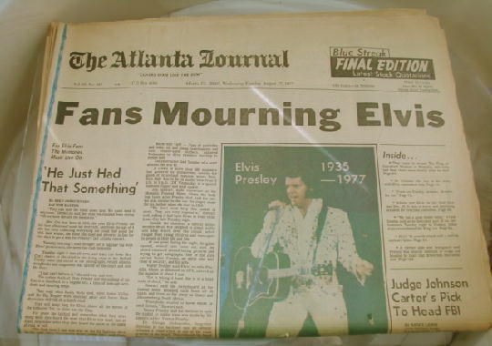 Elvis Newspaper Death Announcement   Atlanta 1997   Blue Streak