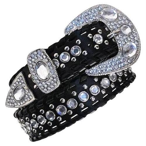 Western Rhinestone Belt Rodeo Horse Cowgirl Black White Gold Silver 