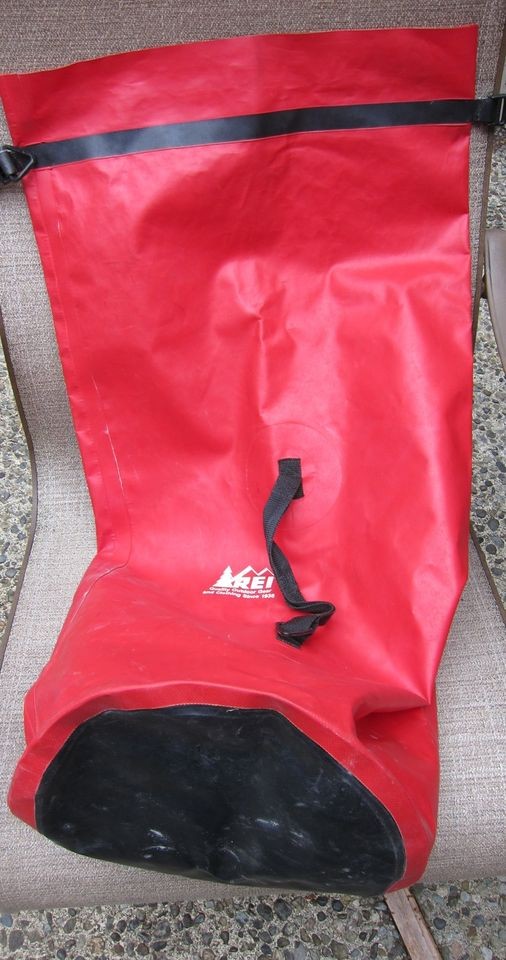 Red REI Watertight Dry Bag 36 x 13 for kayaking, rafting, camping