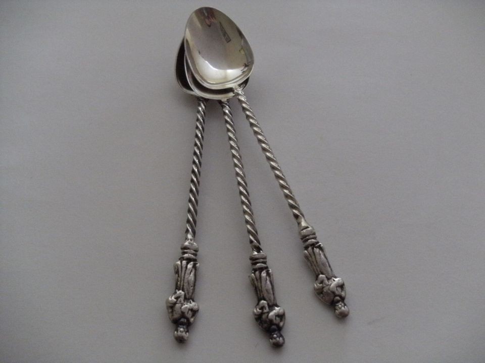 SET OF THREE SILVER APOSTLE TEA SPOONS Birmingham 1907