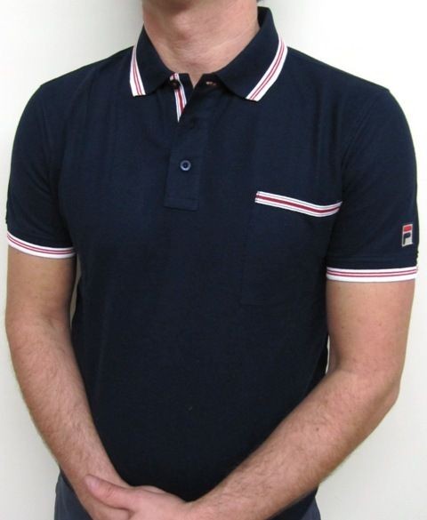 Fila Vintage 80s Polaris Polo Shirt BB1,Borg,Setta​nta Navy XS,S,M,L 