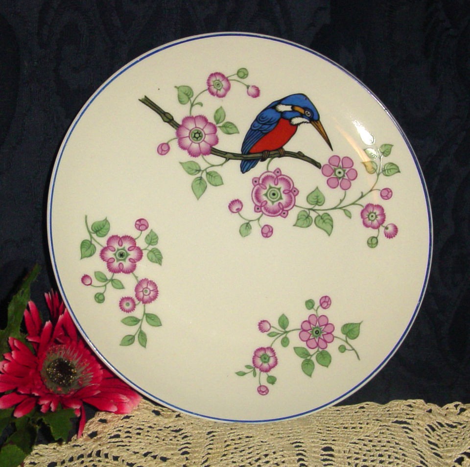   VINTAGE Chic Z. S. & Co. BAVARIA Plate EUROPEAN KINGFISHER BIRD Decor