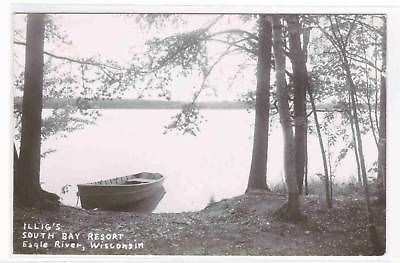 Illig South Bay Resort Eagle River WI RPPC postcard