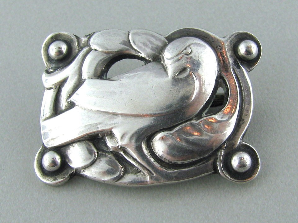 VINTAGE GEORG JENSEN 830 SILVER BIRD BROOCH EARLY MARK