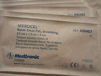 Medtronic Xomed Merocel Baron Sinus Pak 2.5cm x 1.2cm x 2cm Ref 400407 