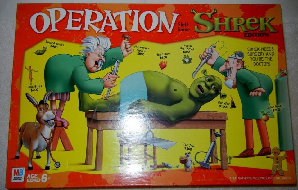 MB Operation Skill Game Shrek Edition Age 6+ Shrek Needs Surgery You 