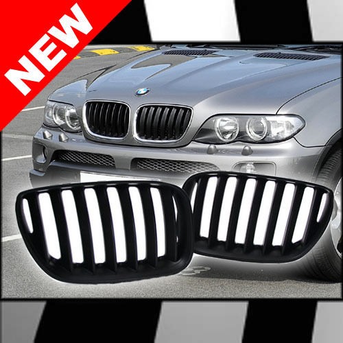 04 06 BMW E53 X5 EURO VIP WIDE KIDNEY GRILLES   BLACK (Fits BMW X5)