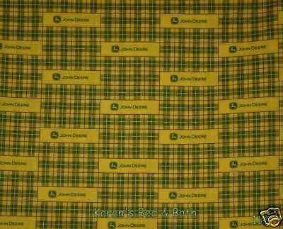 John Deere Tractor Dirt Green Madras Plaid Curtain Valance NEW