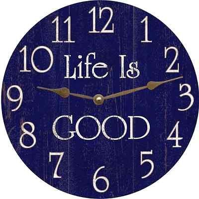 14.5 Blue Clock. Oversized Large Blue Life Is Good Clock
