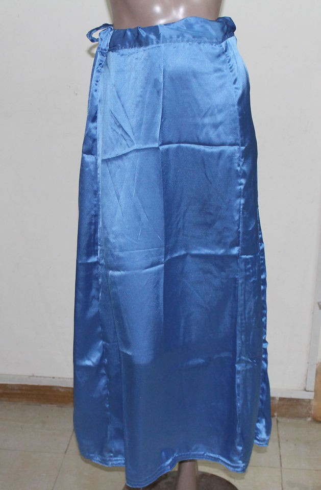 Blue Indian saree Satin Petticoat Underskirt belly dancing Lehanga 