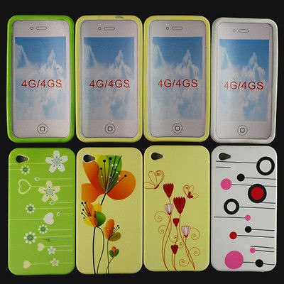 4Pcs New Beautiful Soft Back Cover Case Skin for Iphone 4 4th 4G 4GS 