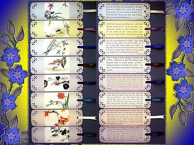 SET/8 HANDMADE CHRISTIAN BOOKMARKS WITH SILK RIBBON, ORIENTAL STYLE 