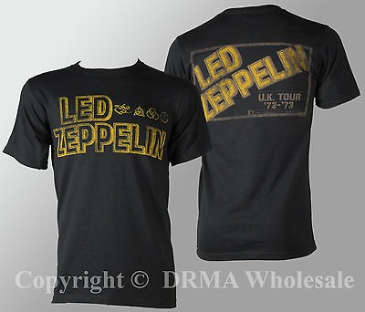 Authentic LED ZEPPELIN Square Gold Logo T Shirt S M L XL XXL Official 