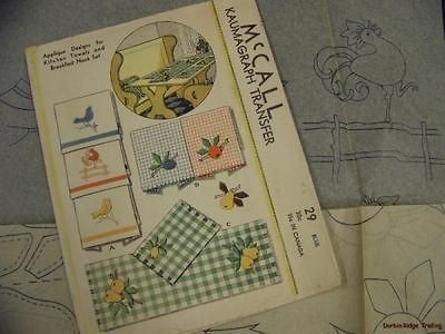   1930s McCall Kaumagraph Kitchen Linen Breakfast Nook Transfer Pattern