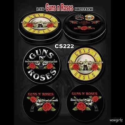 GUNS N ROSES   COASTERS   CORK   4PC/ SET  IN TIN   ROCK & ROLL