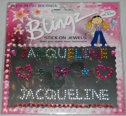 BLING BLING BOUTIQUE BLINGZ STICK ON JEWELS NAMES JACQUELINE 