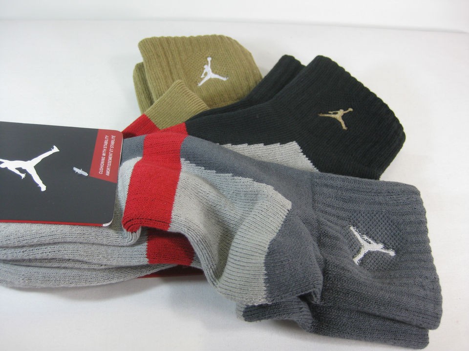 JORDAN MENS 3 PACK LOW QUARTER SOCKS Black/Grey/fil​bert  427417 905 