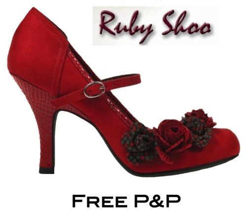 RUBY SHOO New OHara Womens Red Mary Jane Mid Heel Court Shoe