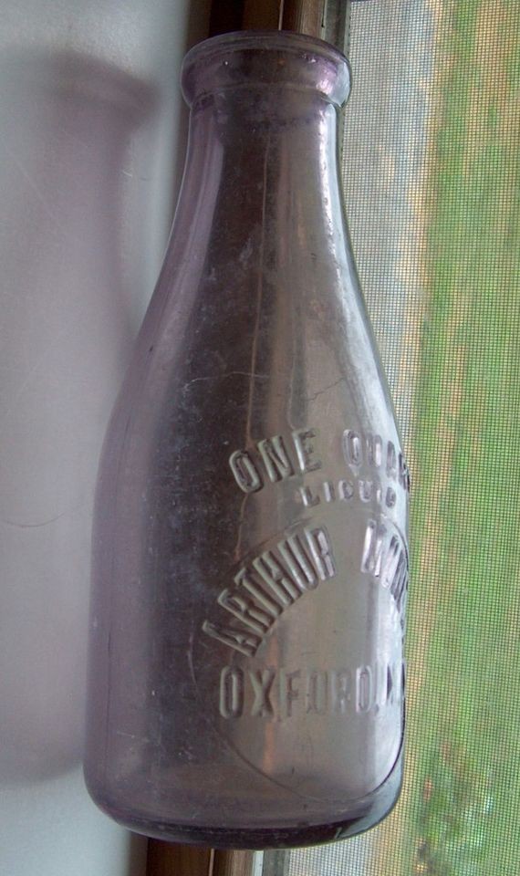 Oxford NY Purple Milk Bottle Arthur Monell 1920 s Old