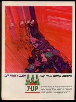 1964 Bob Peak hunter woman w/ shogun art 7UP 7 UP soda vintage print 