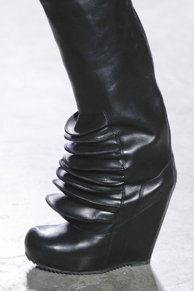 2012 $2625 RICK OWENS BRANCUSI RUNWAY THIGH HIGH SEXY TALL WEDGE BOOTS 