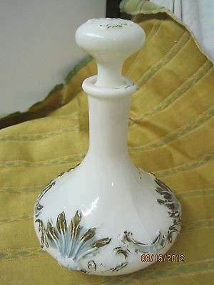 Bristol milk glass Decanter Northwood style maybe Barber shop bottle