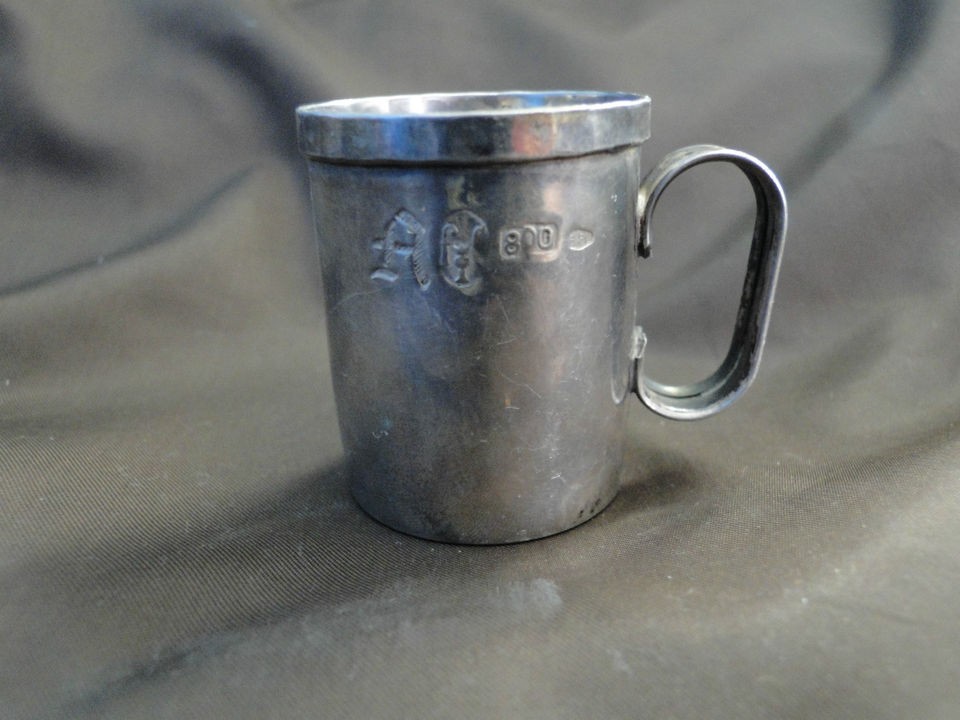 MINIATURE MUG STERLING SILVER 800 ITALIAN SIGNED HAND MADE