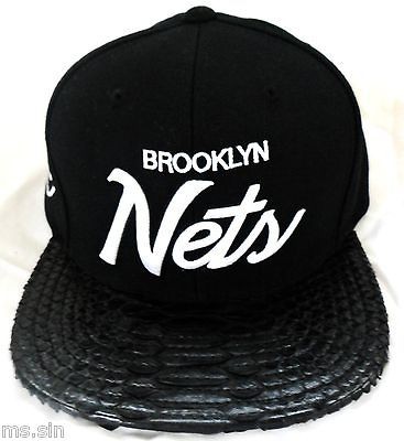 Custom Snapback Mitchell & Ness Brooklyn Nets Black Python Snakeskin 