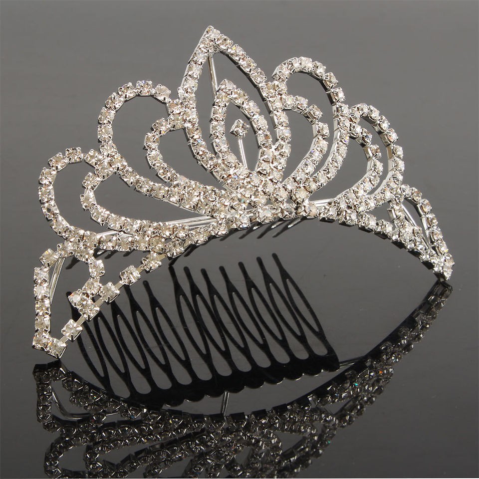 New Wedding Bridal Rhinestone Tiara Crown Hair Comb Pin 04