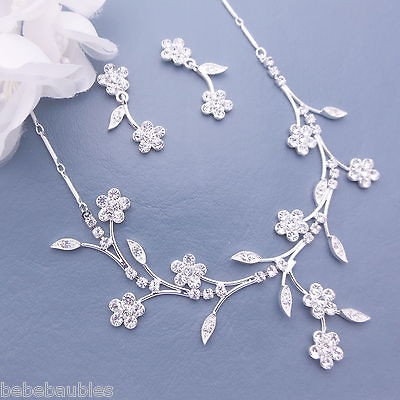 BRIDAL WEDDING Tiara BRIDESMAID Jewelry NECKLACE SET 46