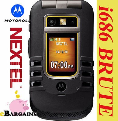 Motorola Brute I686 BLACK NEXTEL (Sprint) Cell Phone PTT Bluetooth 