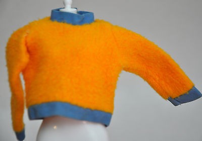 Doll Clothing Shirt Top School Bus Yellow & Blue Vintage Fuzzy 