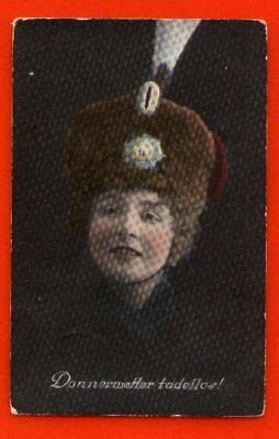 WW1 POSTCARD   GERMAN FRAULEIN WEARING HUSSAR BUSBY