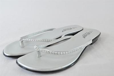 CALLISTO GRACIE SILVER JEWELED THONG FLAT SANDALS