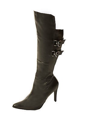 WIDE CALF OVER THE KNEE POINTY TOE BIKER GOTH BOOTS