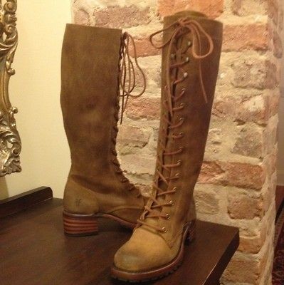 Frye Womens Campus Lug Lace Up Boots 76321 Tan NIB 6.5 $358