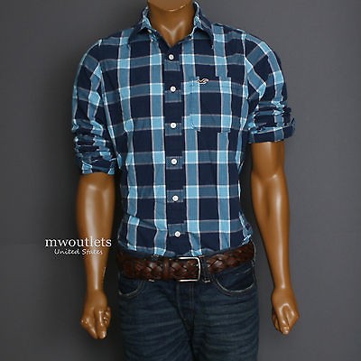 New Hollister Mens Calabasas Preppy Ocean Beach Plaid Shirt Size S,M 