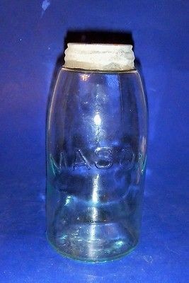   GAL HALF GALLON FRUIT CANNING JAR W/ZINC LID  BUBBLES IN GLASS