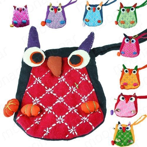 Cartoon Handmade Vintage Small OWL Clutch Change/Coin/Ke​y Purse 