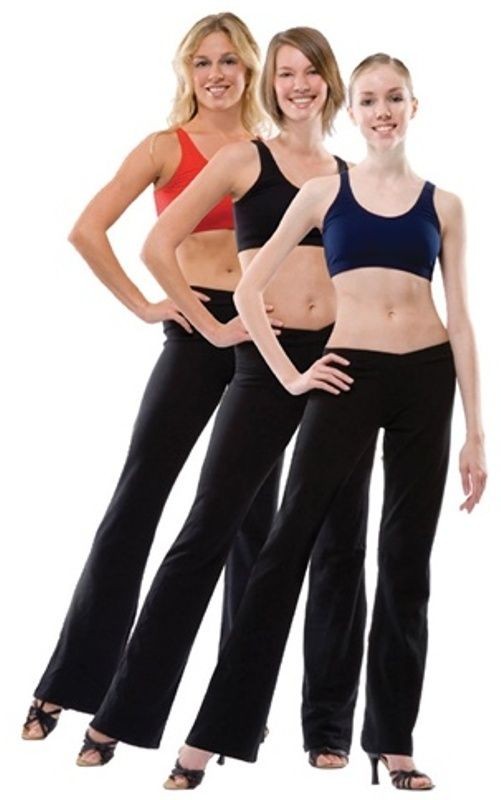 Capezio CC750 V front jazz dance pants black womens new