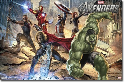 2012 MARVEL COMICS AVENGERS MURAL IRON MAN HULK CAPTAIN AMERICA 22x34 